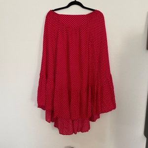 Free People Red/white polka dot midi